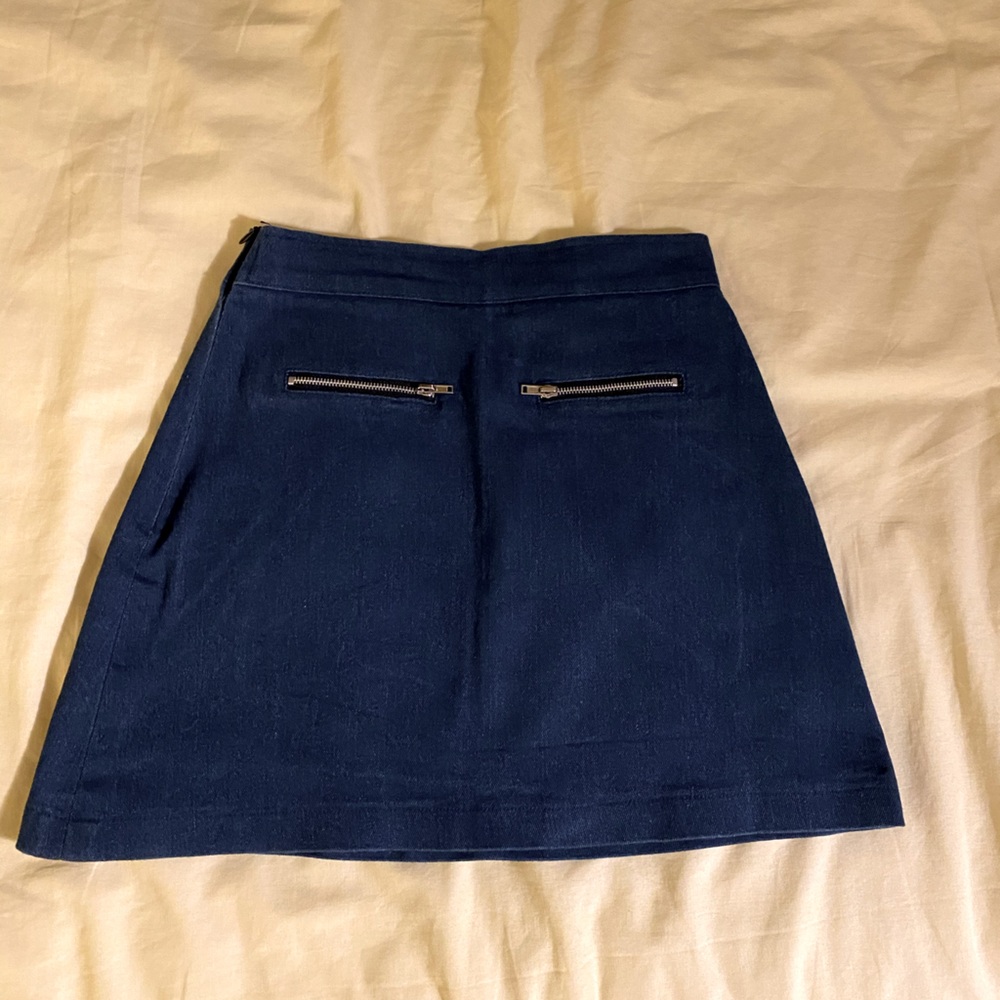 Denim skirts with front zippers